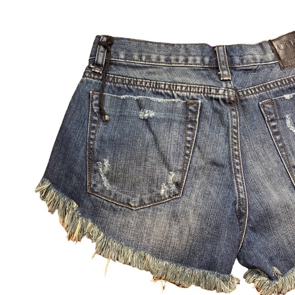 One x One Teaspoon x Free People Shorts Size 24 Fringe Distressed Short Shorts - Picture 7 of 14
